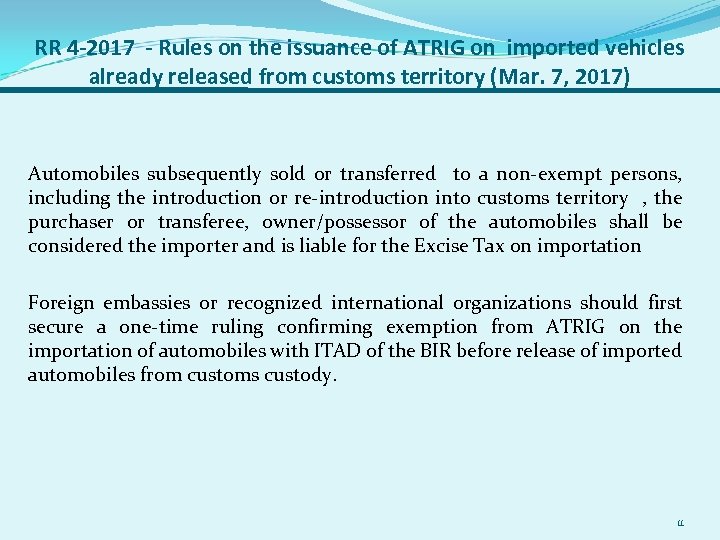 RR 4 -2017 - Rules on the issuance of ATRIG on imported vehicles already