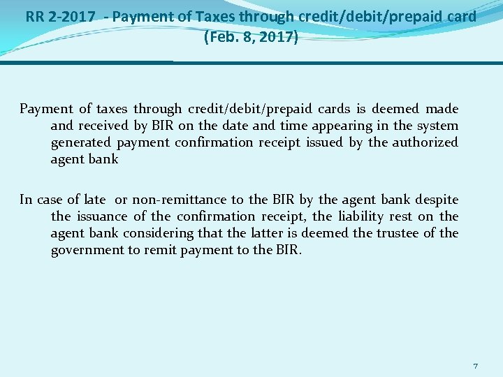 RR 2 -2017 - Payment of Taxes through credit/debit/prepaid card (Feb. 8, 2017) Payment
