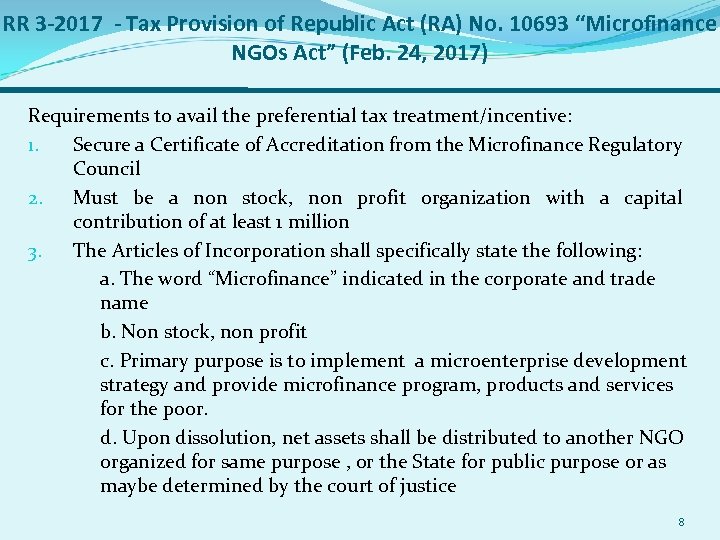 RR 3 -2017 - Tax Provision of Republic Act (RA) No. 10693 “Microfinance NGOs