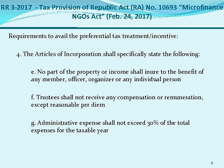RR 3 -2017 - Tax Provision of Republic Act (RA) No. 10693 “Microfinance NGOs