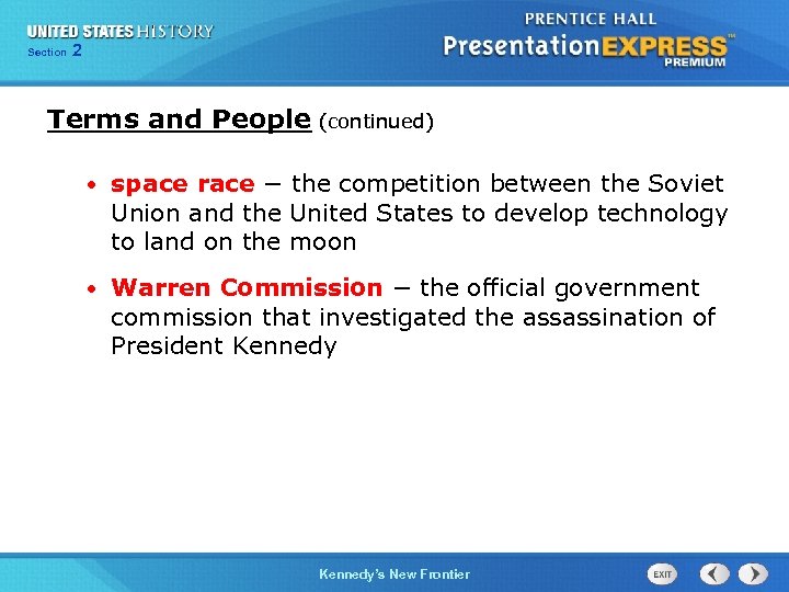 Chapter Section 2 Section 1 25 Terms and People (continued) • space race −