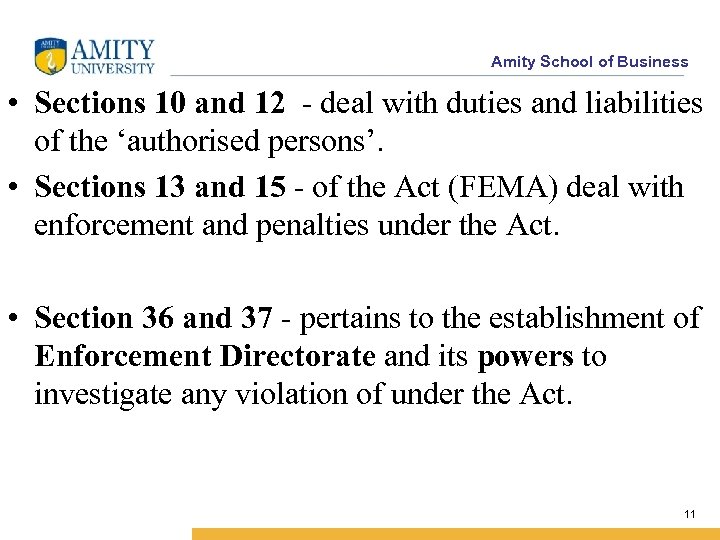 Amity School of Business • Sections 10 and 12 - deal with duties and