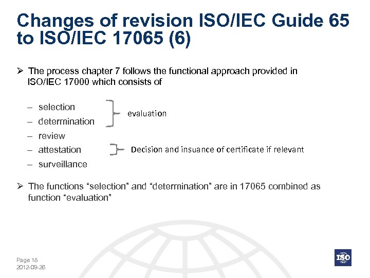 Changes of revision ISO/IEC Guide 65 to ISO/IEC 17065 (6) Ø The process chapter