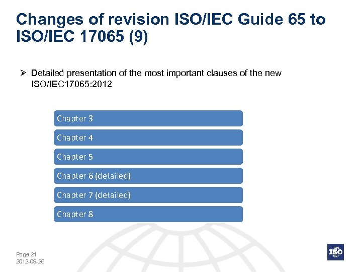 Changes of revision ISO/IEC Guide 65 to ISO/IEC 17065 (9) Ø Detailed presentation of