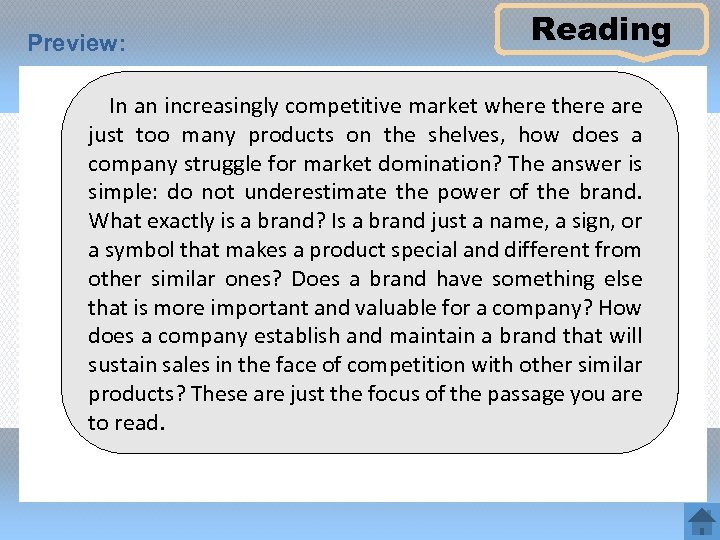 Preview: Reading In an increasingly competitive market where there are just too many products