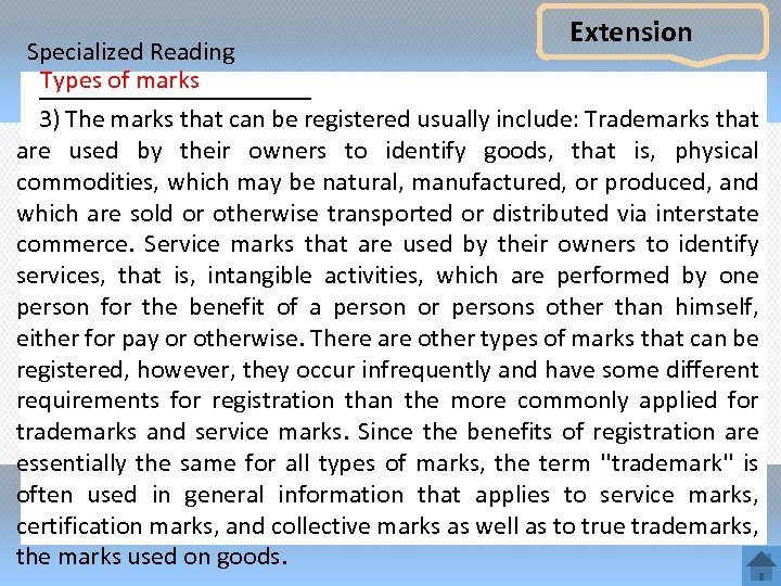 Extension Specialized Reading Types of marks ___________ 3) The marks that can be registered