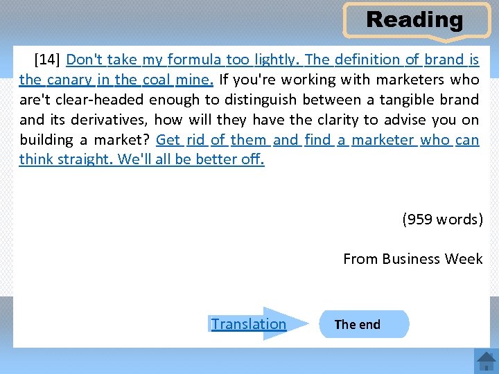 Reading [14] Don't take my formula too lightly. The definition of brand is the