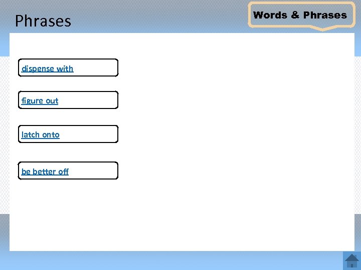 Phrases dispense with figure out latch onto be better off Words & Phrases 