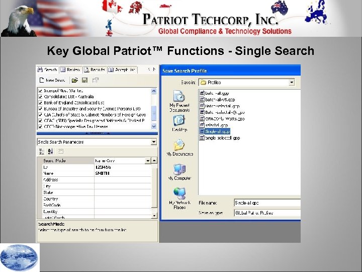 Key Global Patriot™ Functions - Single Search 