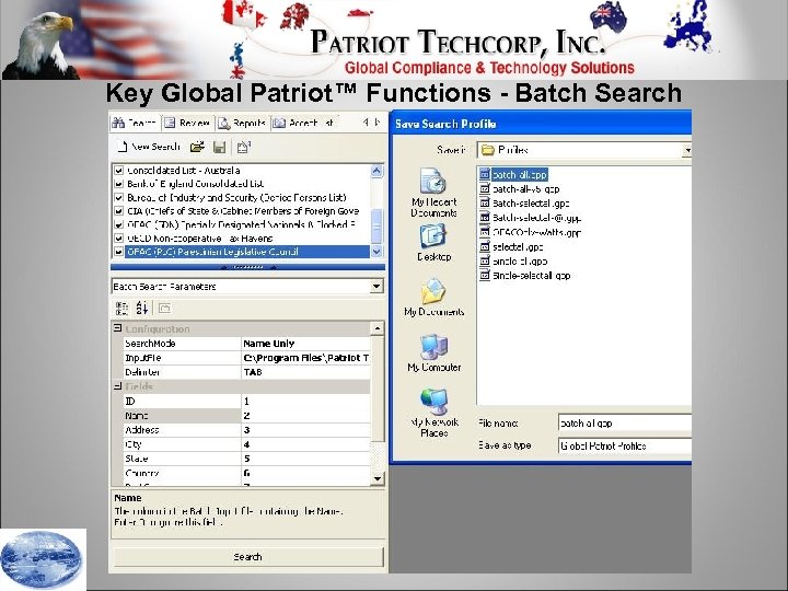 Key Global Patriot™ Functions - Batch Search 