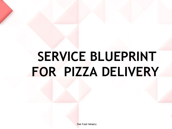 SERVICE BLUEPRINT FOR PIZZA DELIVERY Fast Food Industry 