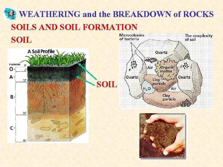 WEATHERING and the BREAKDOWN of ROCKS SOILS AND SOIL FORMATION SOIL 