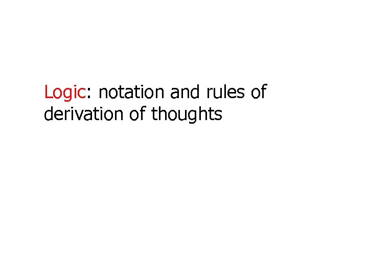 Logic: notation and rules of derivation of thoughts 