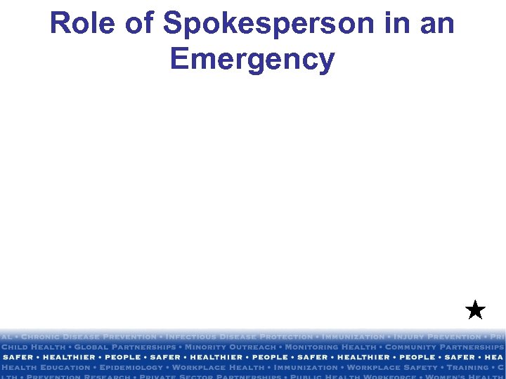 Role of Spokesperson in an Emergency 