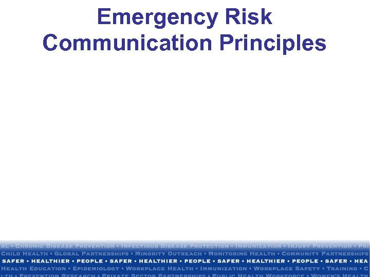 Emergency Risk Communication Principles 