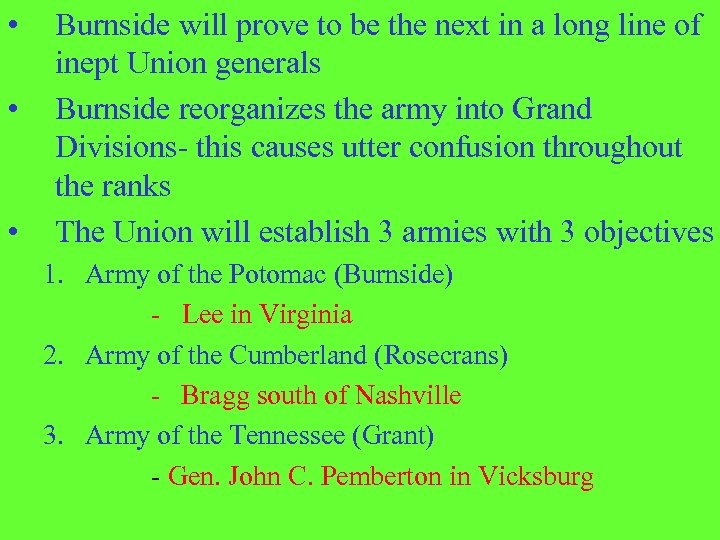  • • • Burnside will prove to be the next in a long