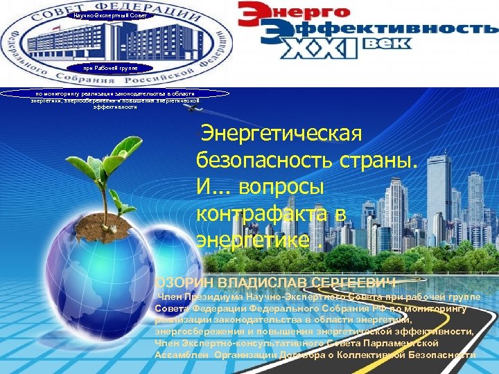 Научно-Экспертный Совет при Рабочей группе по мониторингу реализации законодательства в области энергетики, энергосбережения и
