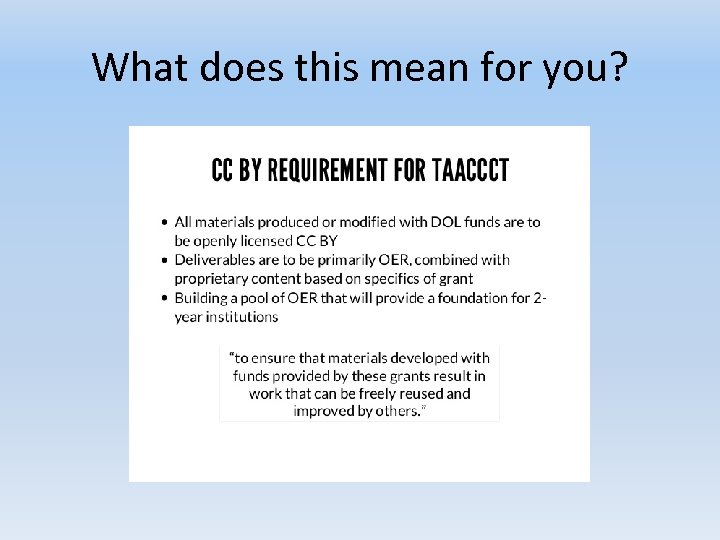 What does this mean for you? 