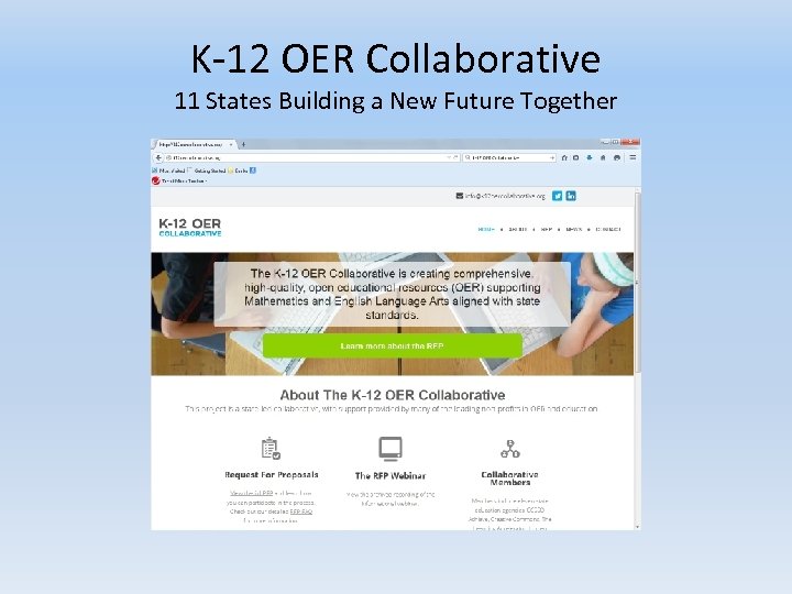 K-12 OER Collaborative 11 States Building a New Future Together 