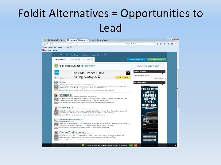 Foldit Alternatives = Opportunities to Lead 