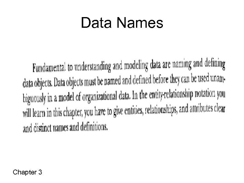 Data Names Chapter 3 