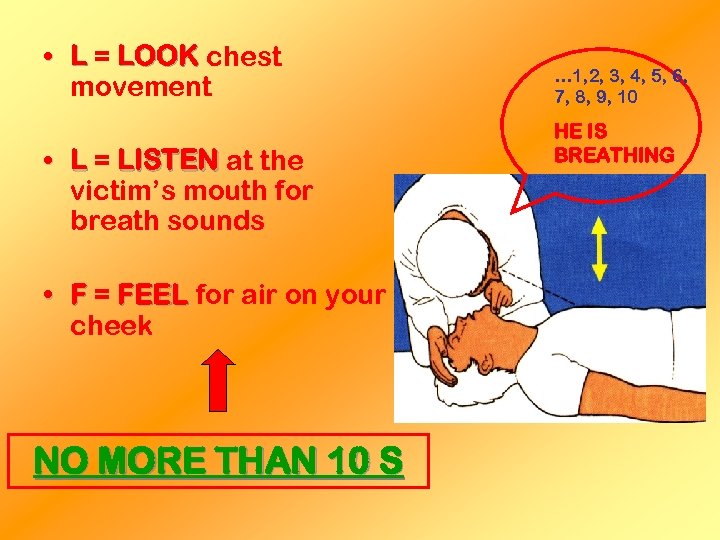  • L = LOOK chest movement • L = LISTEN at the victim’s