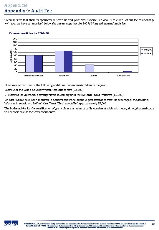 Appendices Appendix 9: Audit Fee To make sure that there is openness between us