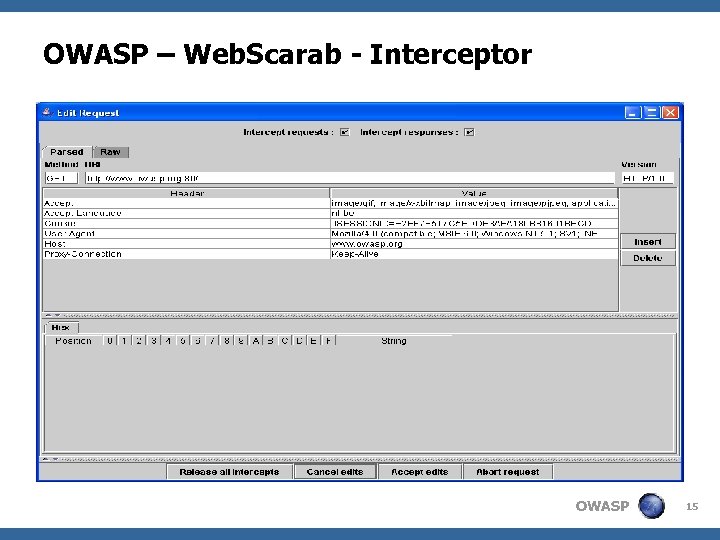 OWASP – Web. Scarab - Interceptor OWASP 15 