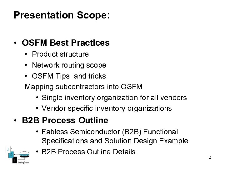 Presentation Scope: • OSFM Best Practices • Product structure • Network routing scope •