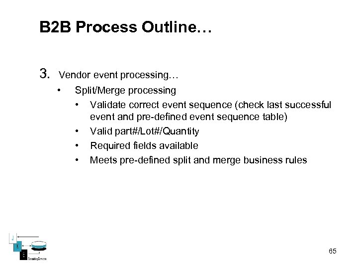 B 2 B Process Outline… 3. Vendor event processing… • Split/Merge processing • Validate