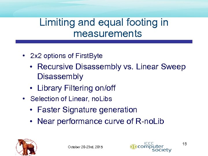Limiting and equal footing in measurements • 2 x 2 options of First. Byte