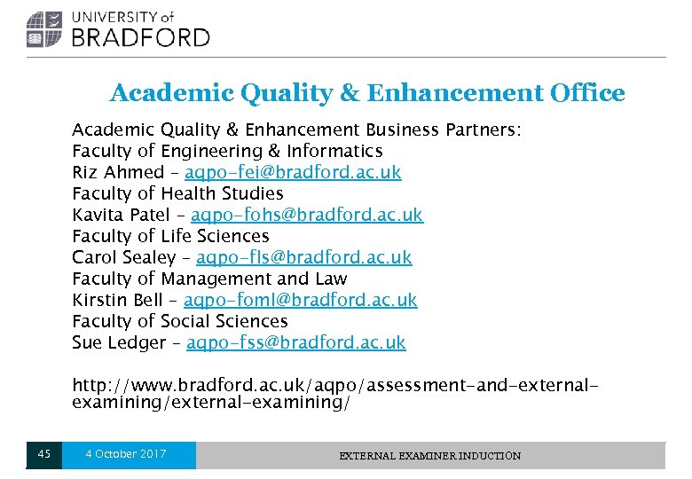 Academic Quality & Enhancement Office Academic Quality & Enhancement Business Partners: Faculty of Engineering