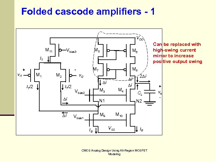 Folded cascode amplifiers - 1 VDD M 11 Vbias 3 M 5 M 6