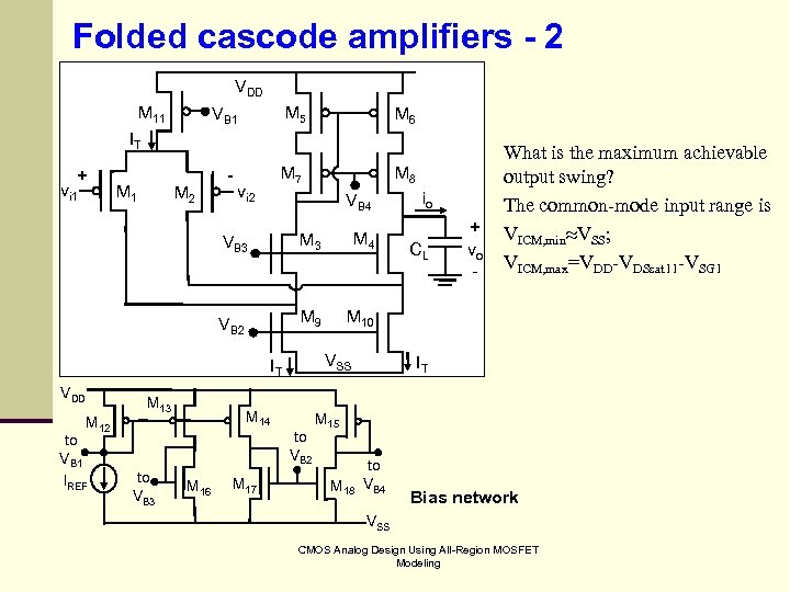 Folded cascode amplifiers - 2 VDD M 11 M 5 VB 1 M 6