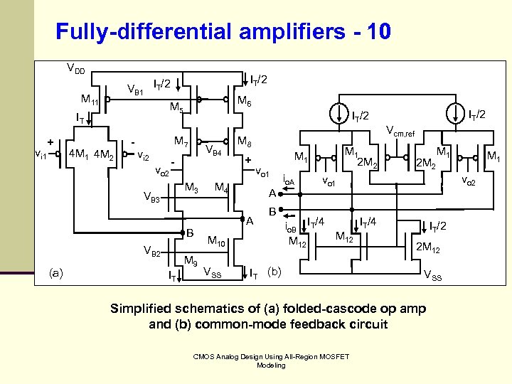 Fully-differential amplifiers - 10 VDD M 11 + M 6 M 5 IT vi