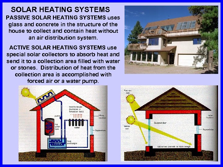 SOLAR HEATING SYSTEMS PASSIVE SOLAR HEATING SYSTEMS uses glass and concrete in the structure