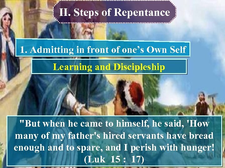 II. Steps of Repentance 1. Admitting in front of one’s Own Self Learning and