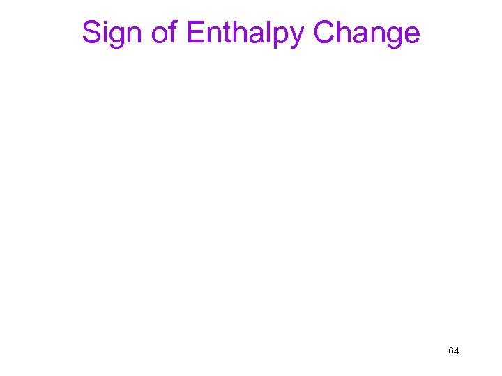 Sign of Enthalpy Change 64 