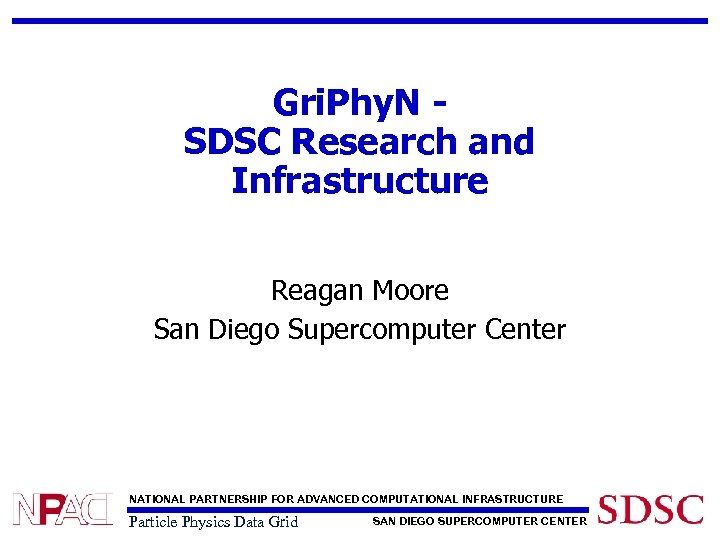 Gri. Phy. N SDSC Research and Infrastructure Reagan Moore San Diego Supercomputer Center NATIONAL