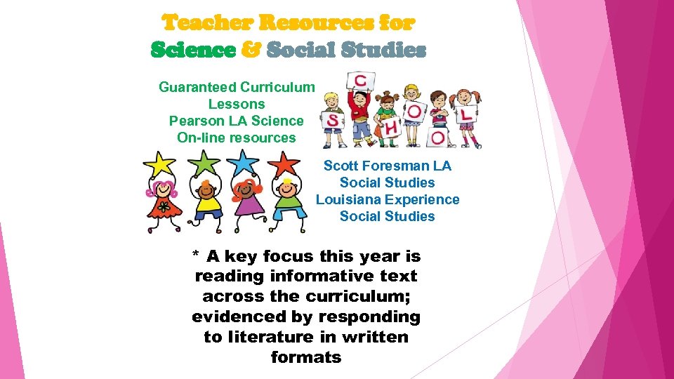 Teacher Resources for Science & Social Studies Guaranteed Curriculum Lessons Pearson LA Science On-line