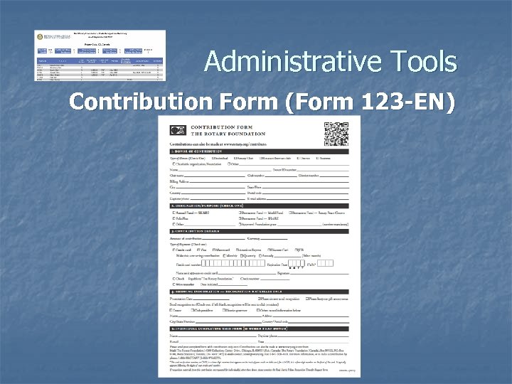 Administrative Tools Contribution Form (Form 123 -EN) 
