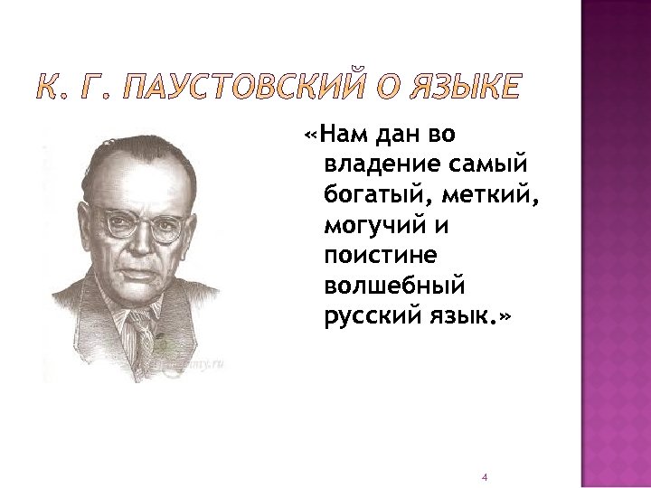 «Нам дан во владение самый богатый, меткий, могучий и поистине волшебный русский язык.