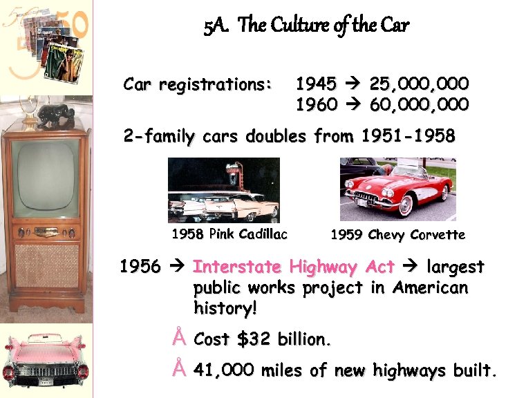 5 A. The Culture of the Car registrations: 1945 25, 000 1960 60, 000