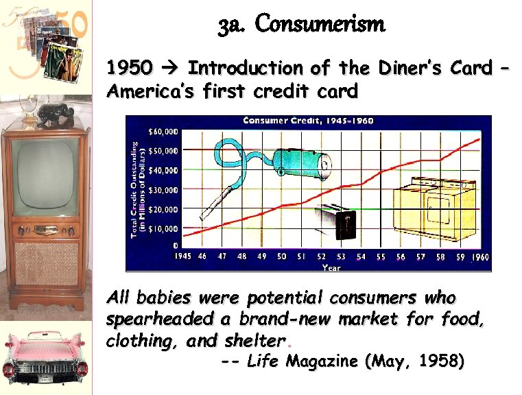 3 a. Consumerism 1950 Introduction of the Diner’s Card – America’s first credit card
