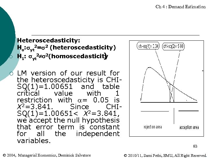 Ch 4 : Demand Estimation v ¡ ¡ ¡ Heteroscedasticity: Ho: yt 2= 2