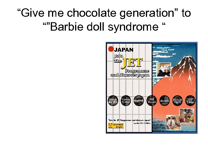 “Give me chocolate generation” to “”Barbie doll syndrome “ 