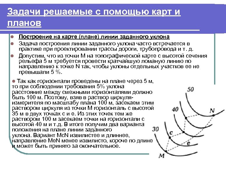 Как провести линию заданного уклона на плане карте