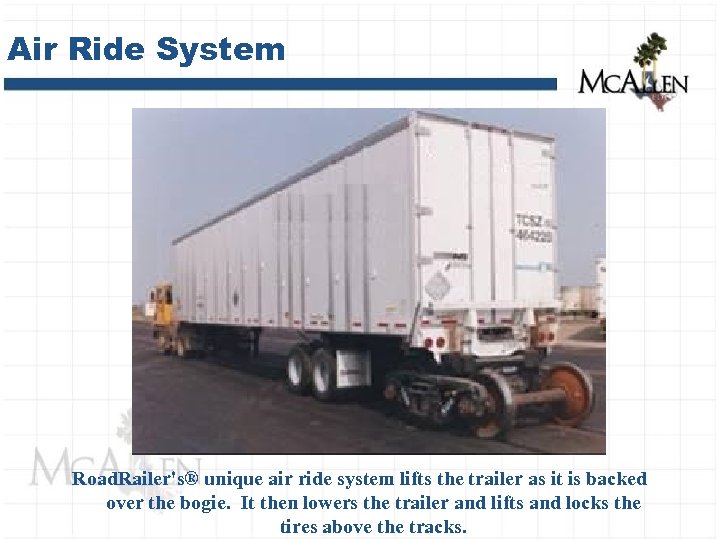 Air Ride System Road. Railer's® unique air ride system lifts the trailer as it