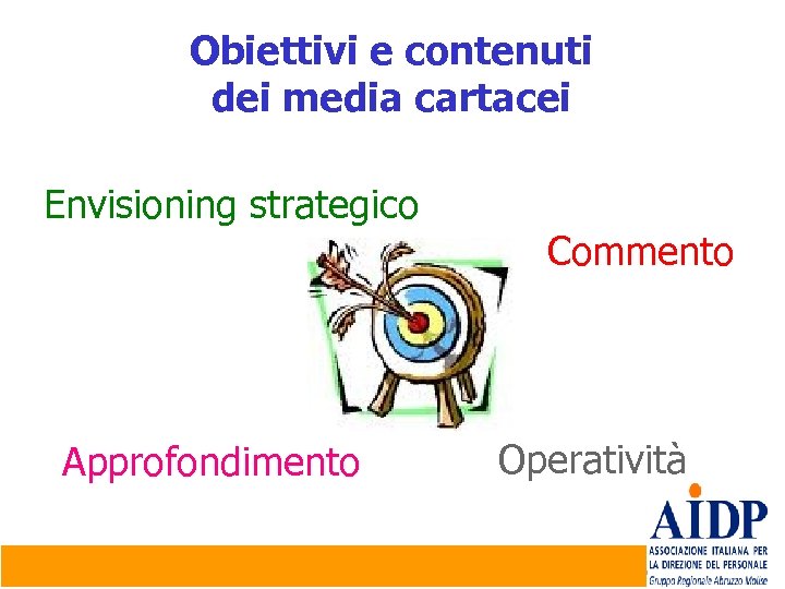 Obiettivi e contenuti dei media cartacei Envisioning strategico Approfondimento Commento Operatività Company Confidential |