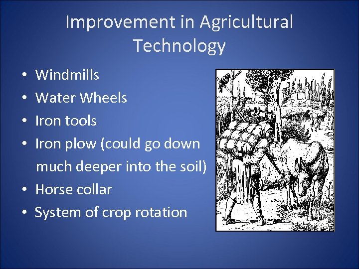 Improvement in Agricultural Technology Windmills Water Wheels Iron tools Iron plow (could go down